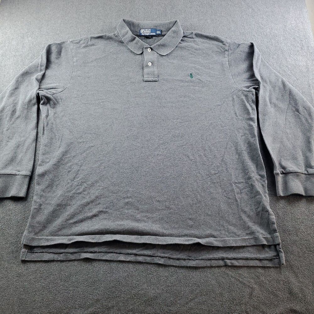 Vintage Polo Ralph Lauren Polo Shirt Mens 2XL Charcoal Gray Long Sleeve Pony
